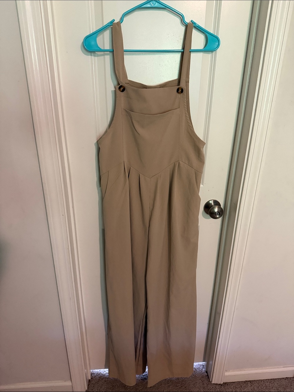 Neutral Tan Wide-Leg Jumpsuit